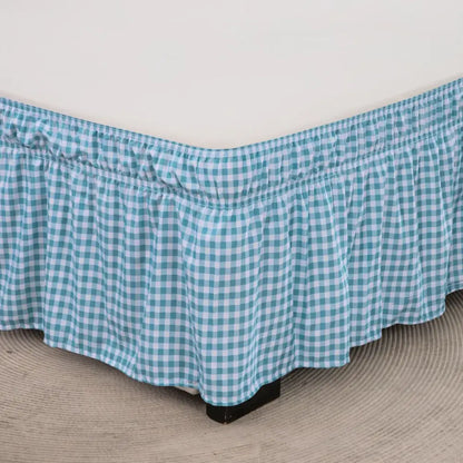 Diamond lattice ruffled black & white elastic band bed skirt bedroom