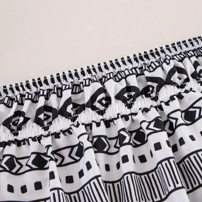 Diamond lattice ruffled black & white elastic band bed skirt bedroom