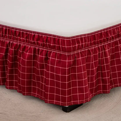 Diamond lattice ruffled black & white elastic band bed skirt bedroom