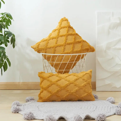 Diamond solid embroidery cushion cover living room textured pillow
