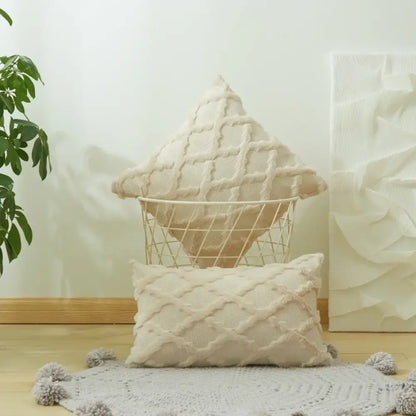 Diamond solid embroidery cushion cover living room textured pillow