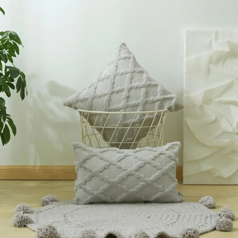 Diamond solid embroidery cushion cover living room textured pillow