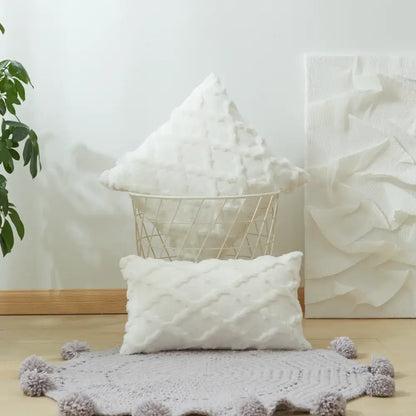 Diamond solid embroidery cushion cover living room textured pillow