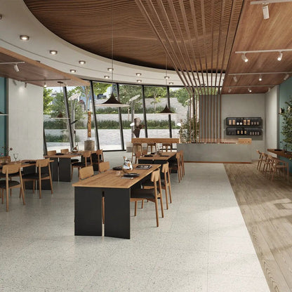 Diamond White Matte Terrazzo Look Porcelain Tiles 12x24