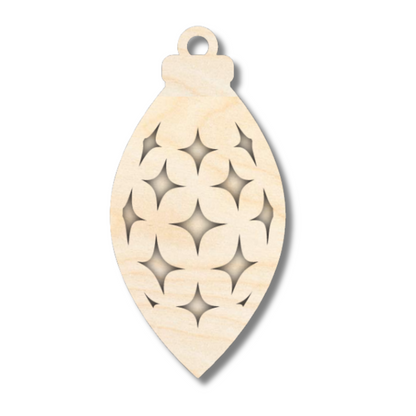 Unfinished Wood Layered Christmas Bulb Ornaments | 2 Piece | 5" Tall | 1/8" Wood | Wood Craft DIY