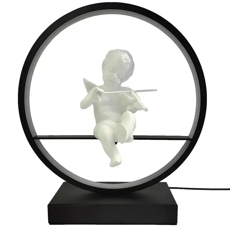 Dimmable angel table lamp with white cherub for bedroom decor