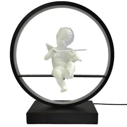 Dimmable angel table lamp with white cherub for bedroom decor