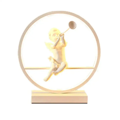 Dimmable angel table lamp with white cherub for bedroom decor