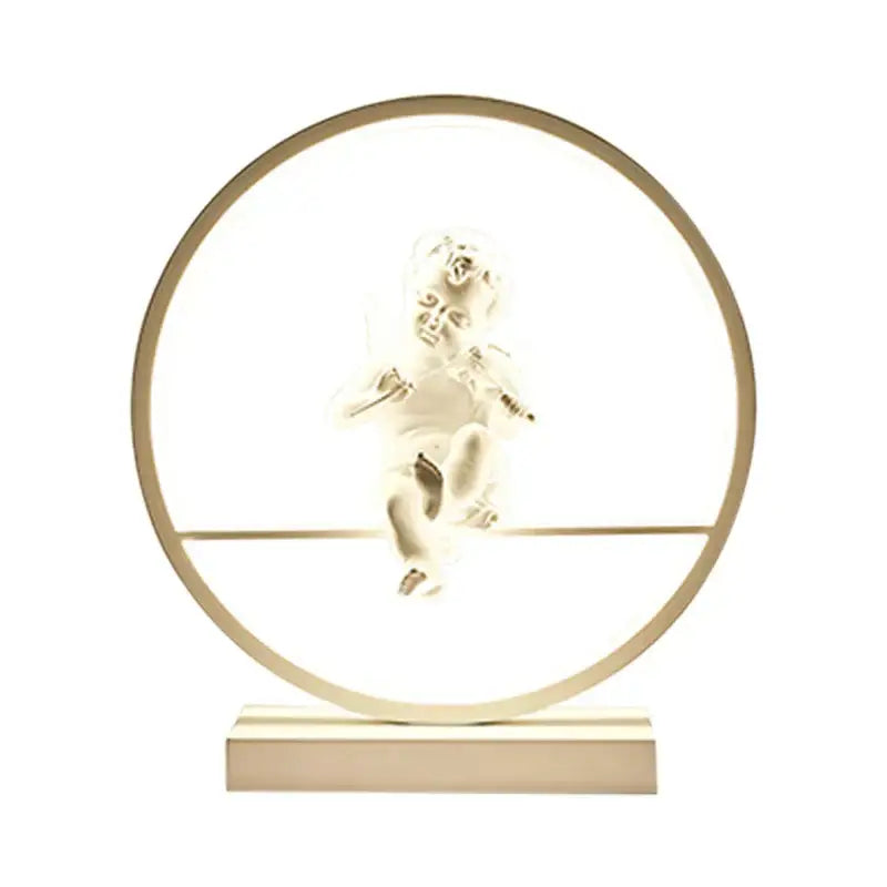 Dimmable angel table lamp with white cherub for bedroom decor