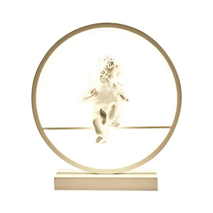 Dimmable angel table lamp with white cherub for bedroom decor