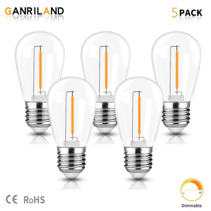 Dimmable led filament warm white outdoor bulbs 5 pack garden light