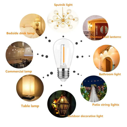 Dimmable led filament warm white outdoor bulbs 5 pack garden light