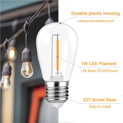 Dimmable led filament warm white outdoor bulbs 5 pack garden light