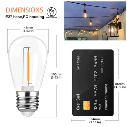 Dimmable led filament warm white outdoor bulbs 5 pack garden light