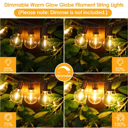 Dimmable led outdoor globe string lights patio decor shatterproof bulbs