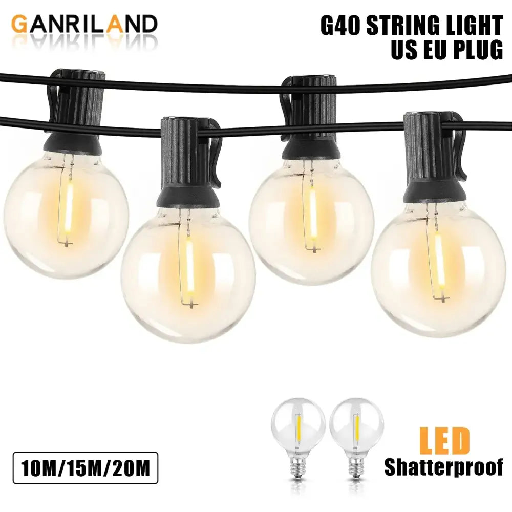 Dimmable led outdoor globe string lights patio decor shatterproof bulbs