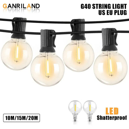 Dimmable led outdoor globe string lights patio decor shatterproof bulbs