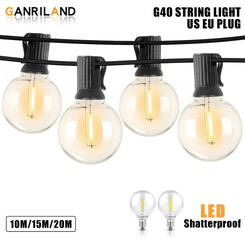 Dimmable led outdoor globe string lights patio decor shatterproof bulbs