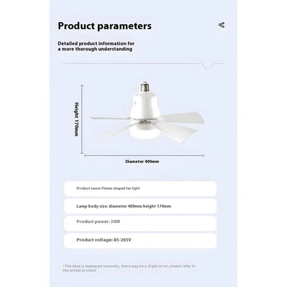 Dimmable Remote Control Ceiling Fan Light for Home & Dormitory