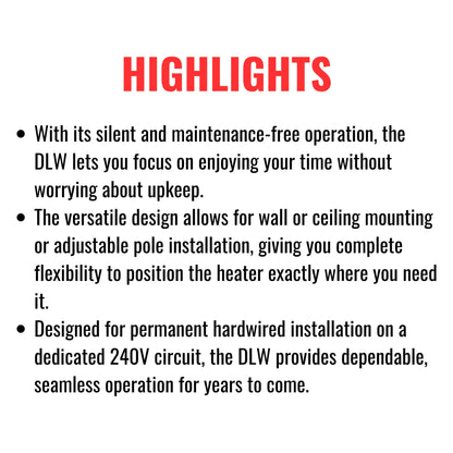 Dimplex DLW 70-Inch Noiseless Radiant Electric Heater For Outdoor And Indoor, 3200W [DLW3200W24] (SAK15698)