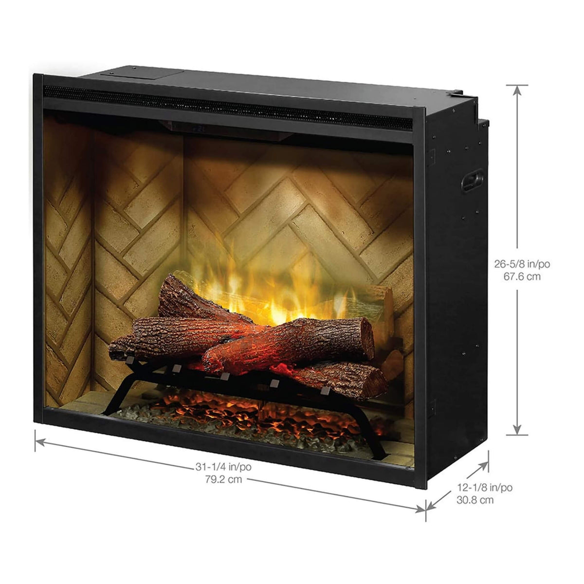Dimplex Revillusion Herringbone Brick Built-In Electric Firebox With Front Glass [RBF30/36/42] (SAK12893)