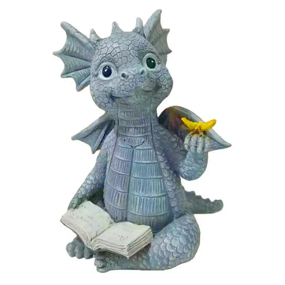 Dino garden sculpture gray dragon window figurine outdoor decor