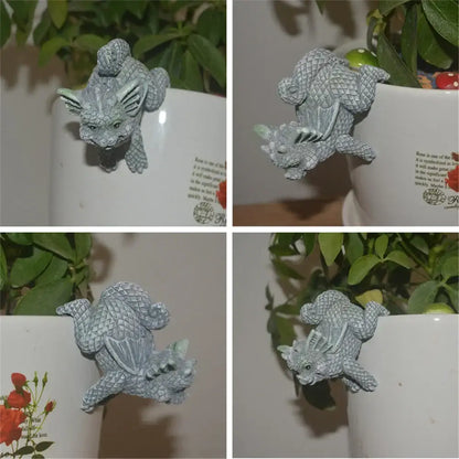 Dino garden sculpture gray dragon window figurine outdoor decor