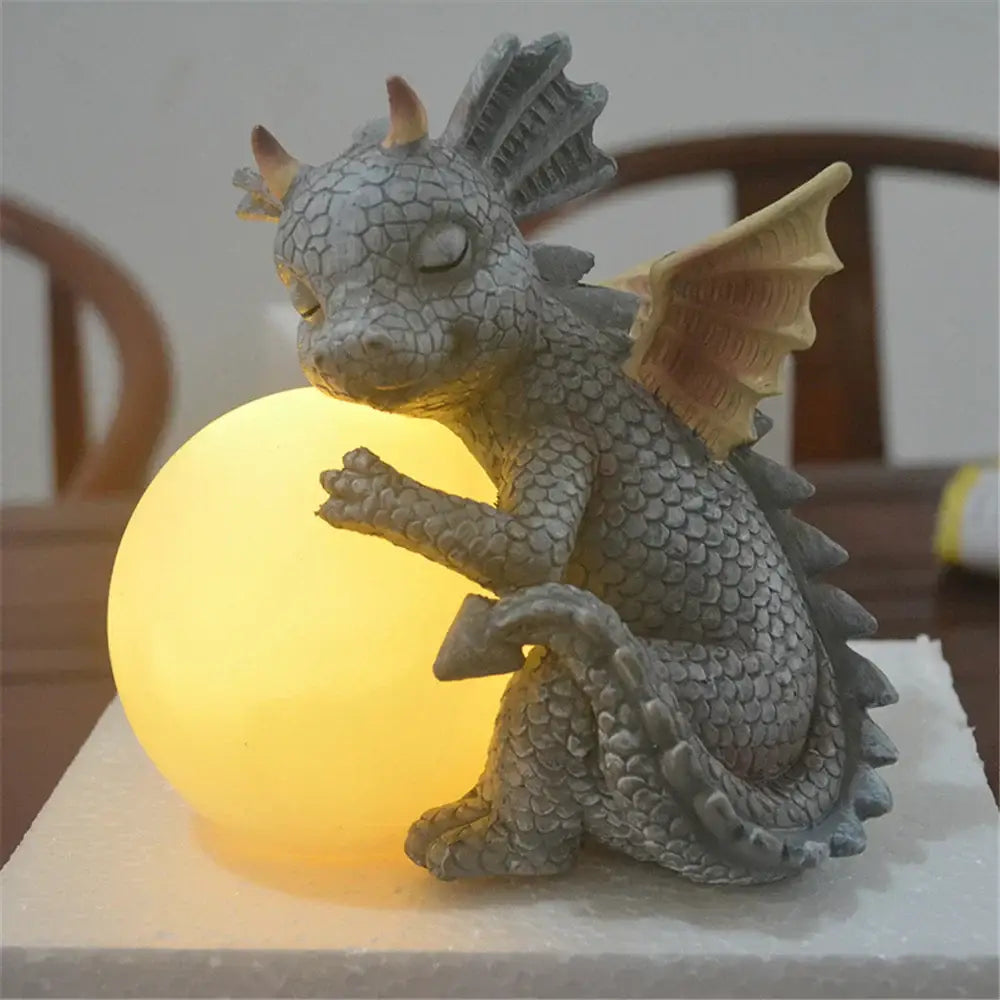 Dino garden sculpture gray dragon window figurine outdoor decor