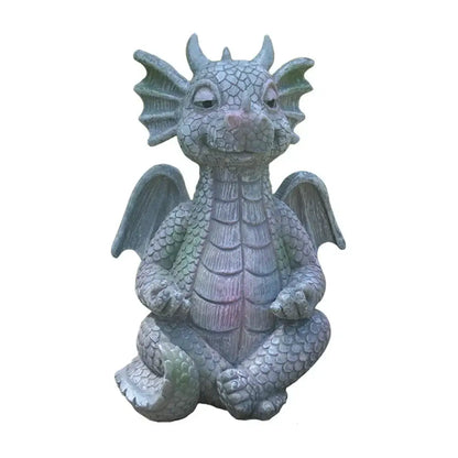 Dino garden sculpture gray dragon window figurine outdoor decor
