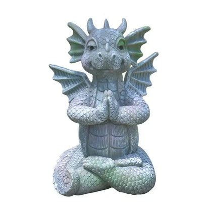 Dino garden sculpture gray dragon window figurine outdoor decor
