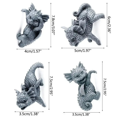 Dino garden sculpture gray dragon window figurine outdoor decor