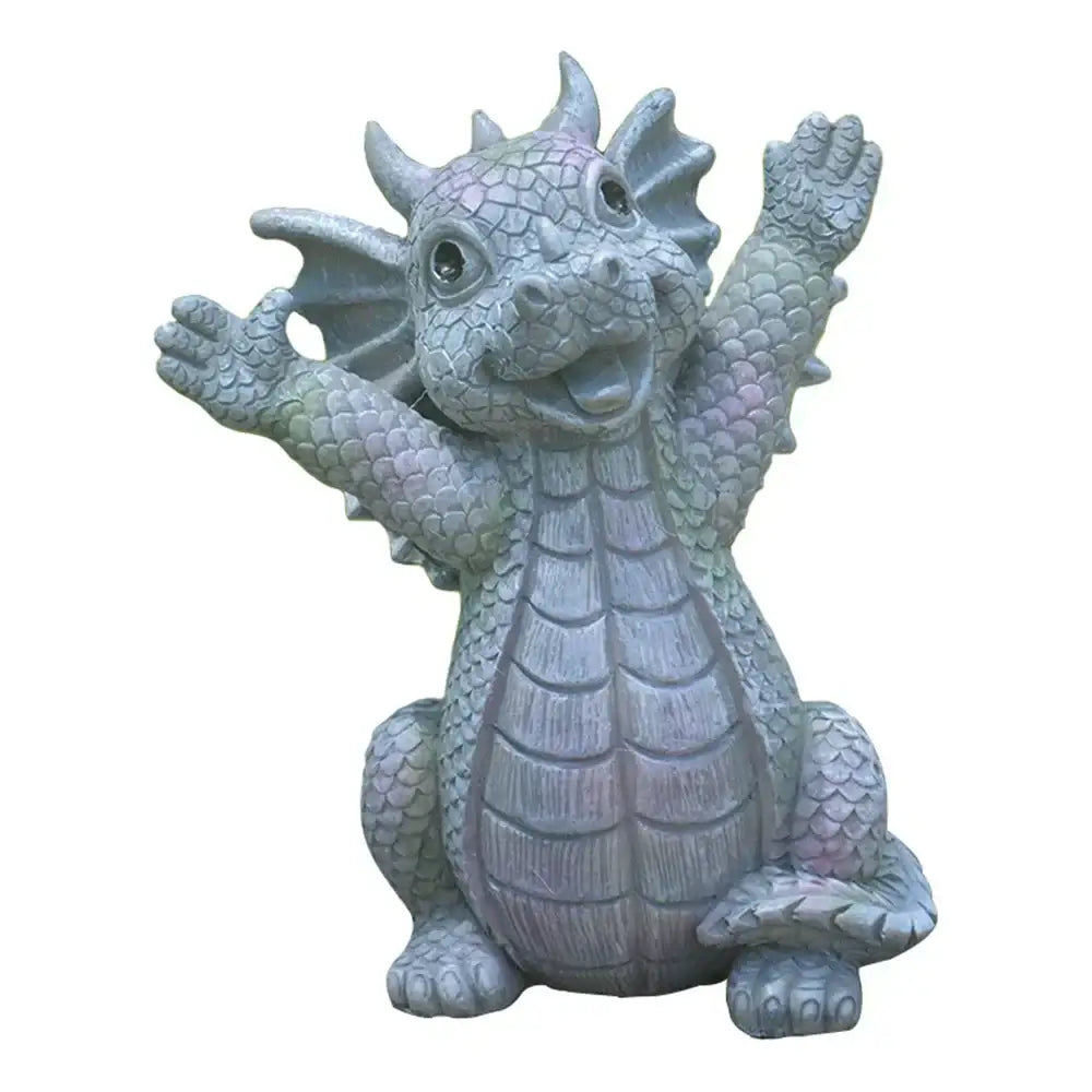 Dino garden sculpture gray dragon window figurine outdoor decor