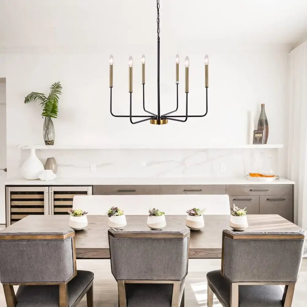 Distressed silver iron candle chandelier dining room