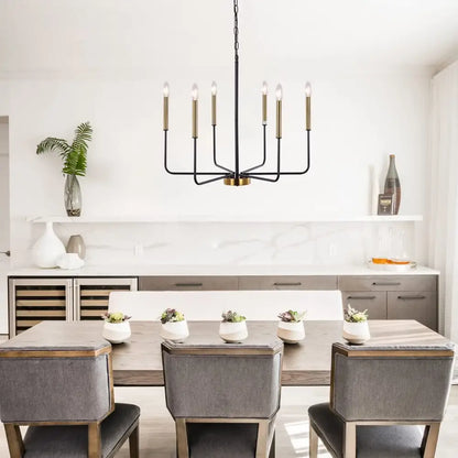 Distressed silver iron candle chandelier dining room