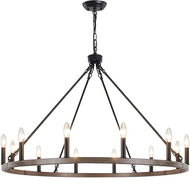 Distressed silver iron candle chandelier dining room