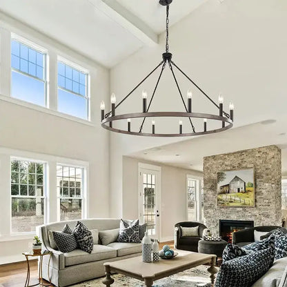 Distressed silver iron candle chandelier dining room