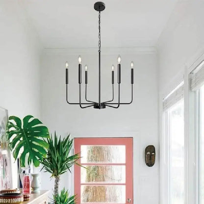 Distressed silver iron candle chandelier dining room