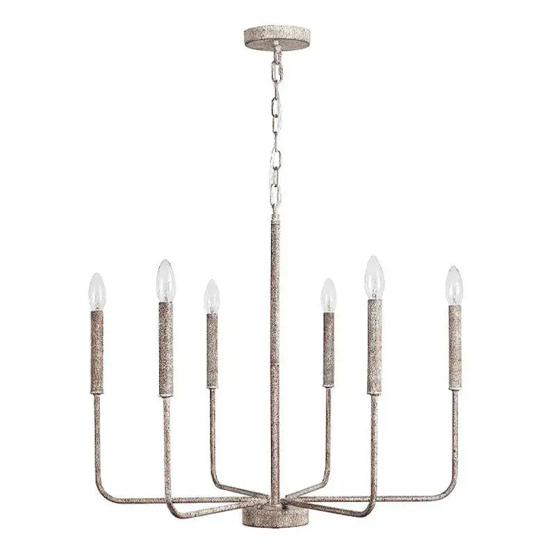 Distressed silver iron candle chandelier dining room