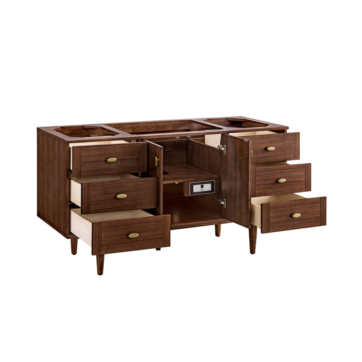 James Martin Amberly 60" Dual Mount Single Bathroom Vanity, Mid-Century Walnut