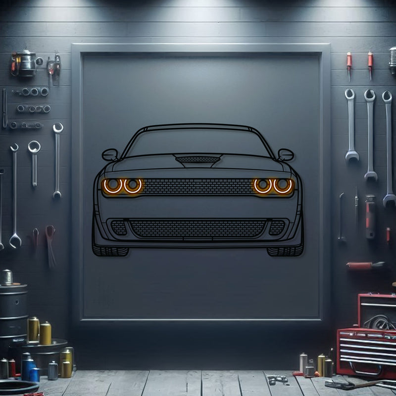 Challenger Front View Metal Neon Car Wall Art - MTN0075