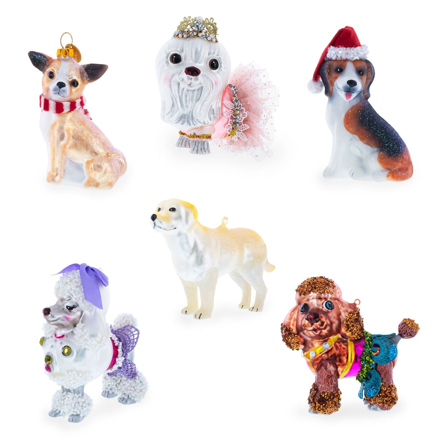 Chihuahua with Striped Scarf Glass Christmas Ornament