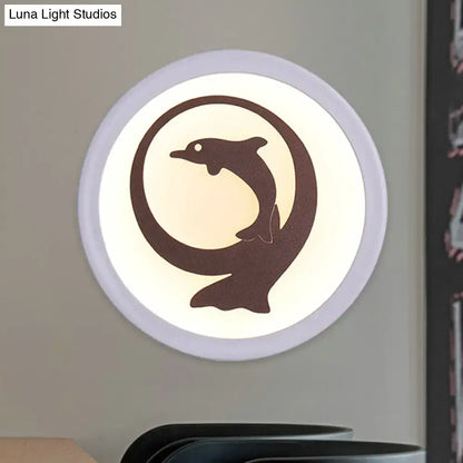 Dolphin iron white circular led ceiling light for kids bedroom
