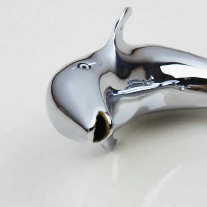 Dolphin shape polished chrome bathroom faucet with dual cross handles