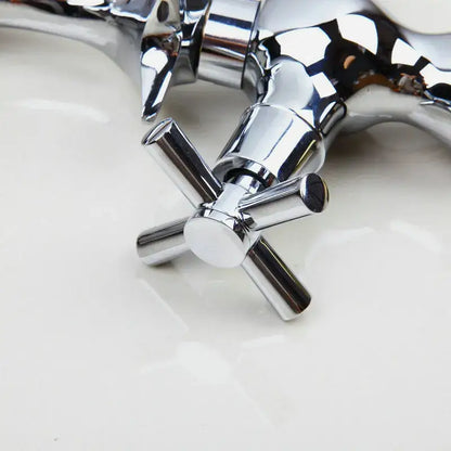 Dolphin shape polished chrome bathroom faucet with dual cross handles