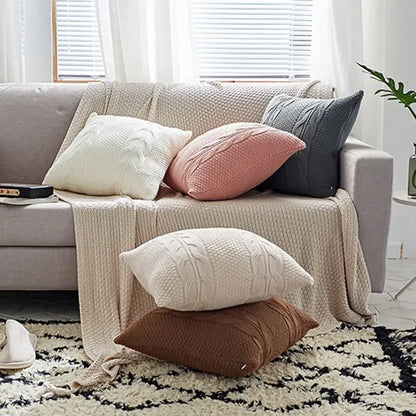 Double cable knit cushion cover set living room pillow case