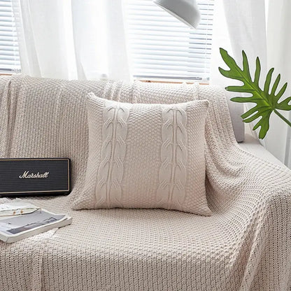Double cable knit cushion cover set living room pillow case