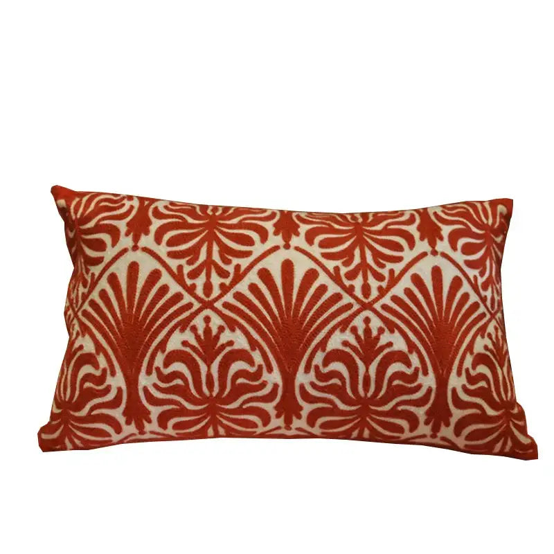 Double happiness embroidered red traditional lumbar pillow bedroom case