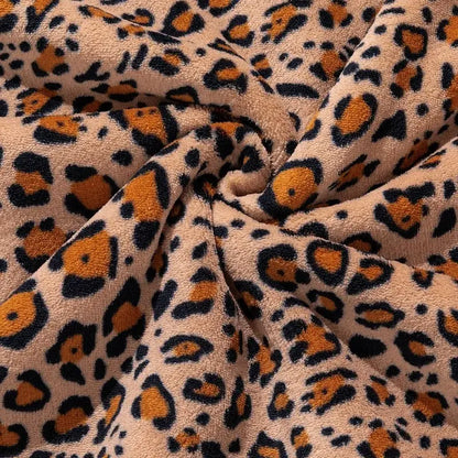 Double layer leopard print coral fleece blanket bedroom bedspread