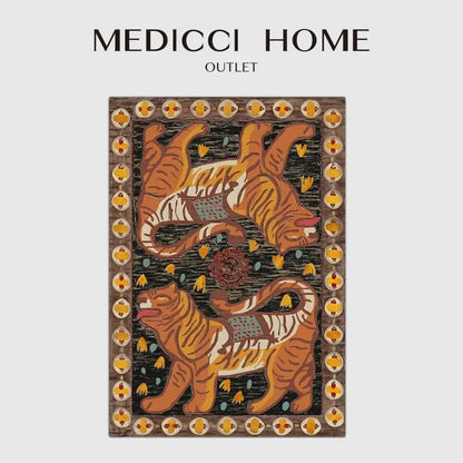 Double tiger bohemian moroccan rug living room decor