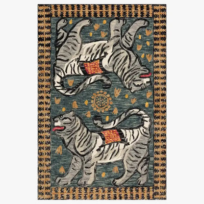 Double tiger bohemian moroccan rug living room decor
